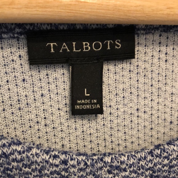 Talbots Blue/White Rolled Cuff Sweater Large - Picture 3 of 5